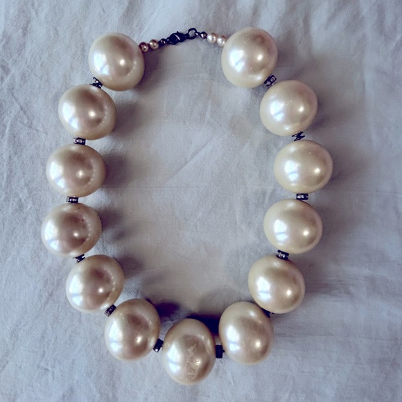 Large Pearl Ball Necklace w/ Tiny Diamond Pieces ✨Fun Festive Piece-Creative✨ - Picture 1 of 3